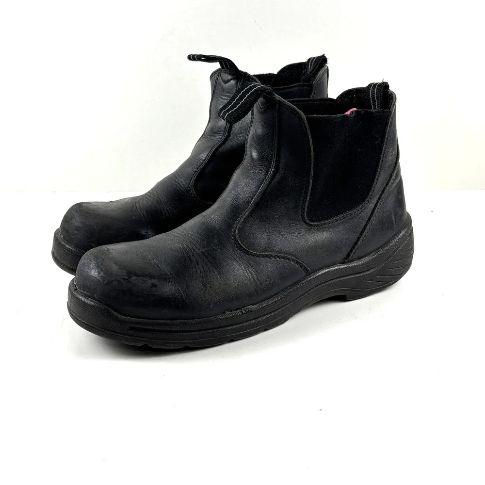 Thorogood Chelsea Work Boots Mens 8.5 Black Leather Good Slip‎ Resistant
